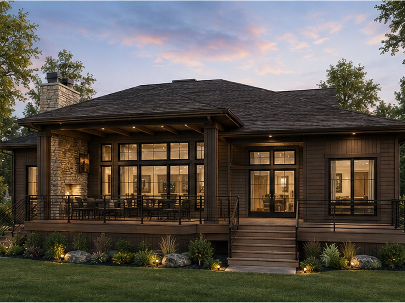 1700 Oakways Street — Rear elevation and covered porch